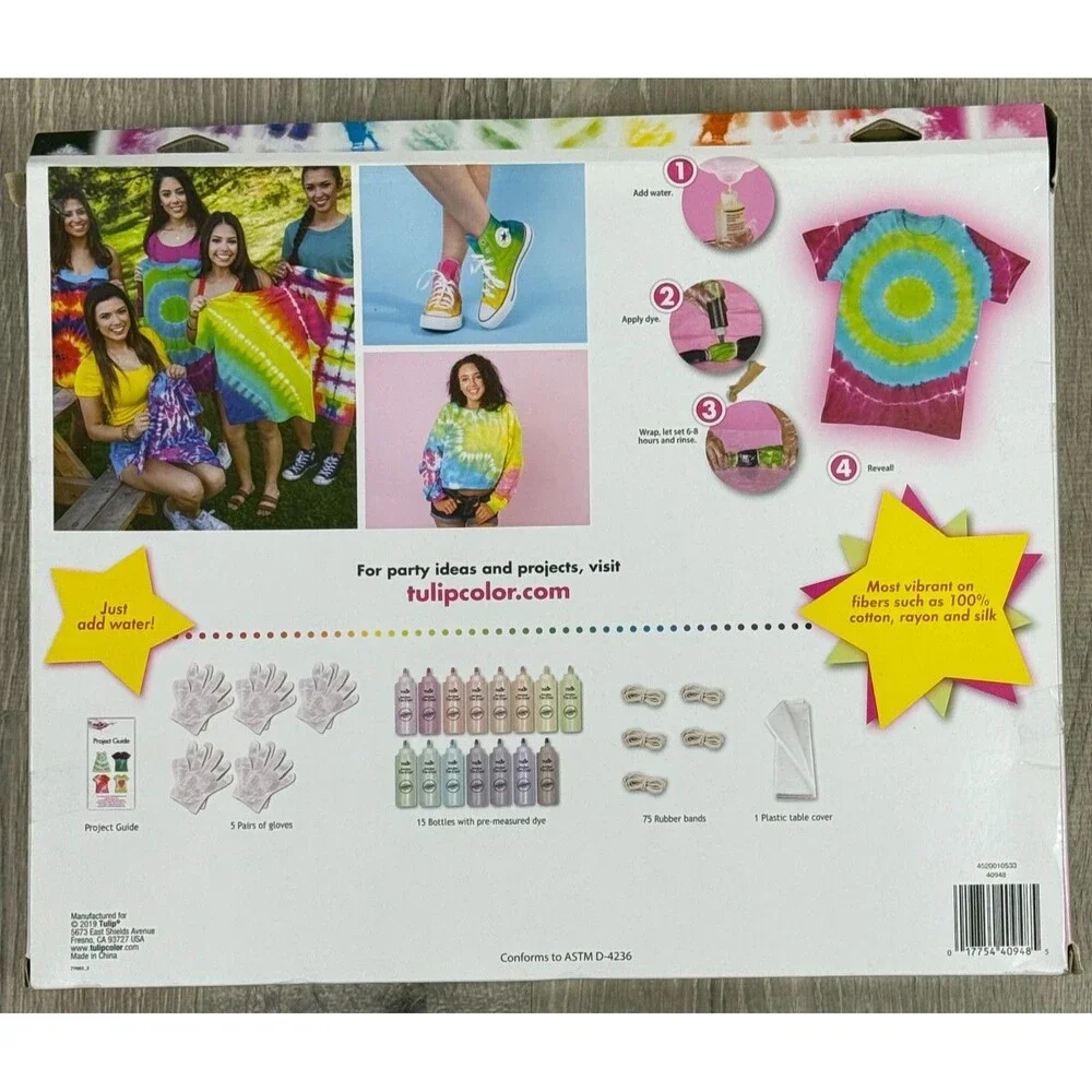 Tulip Tie Dye Party Kit 15 Rainbow Color Bottles Group Activity‎ Festival Gear